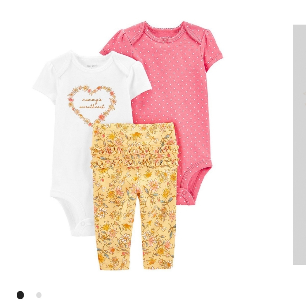 Carter's 3 piece Bodysuit set with Ruffle design pants three months